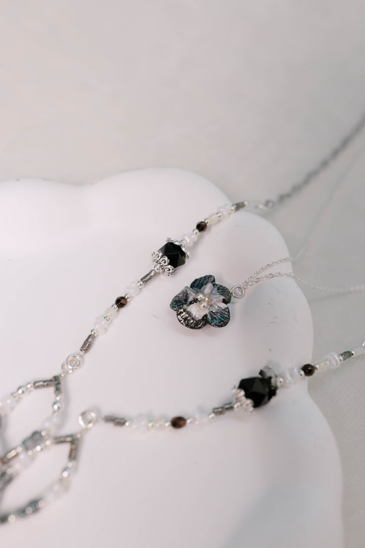 Butterfly Black and White Double Layer Necklace