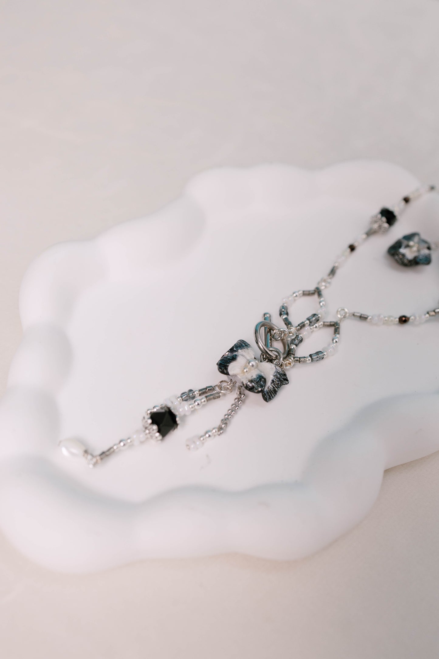 Butterfly Black and White Double Layer Necklace