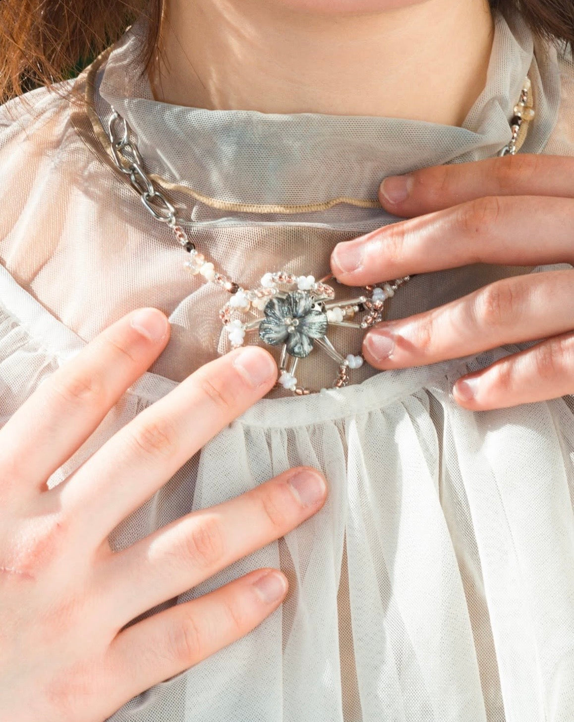 Flower-in-Flower Necklace (Brown)