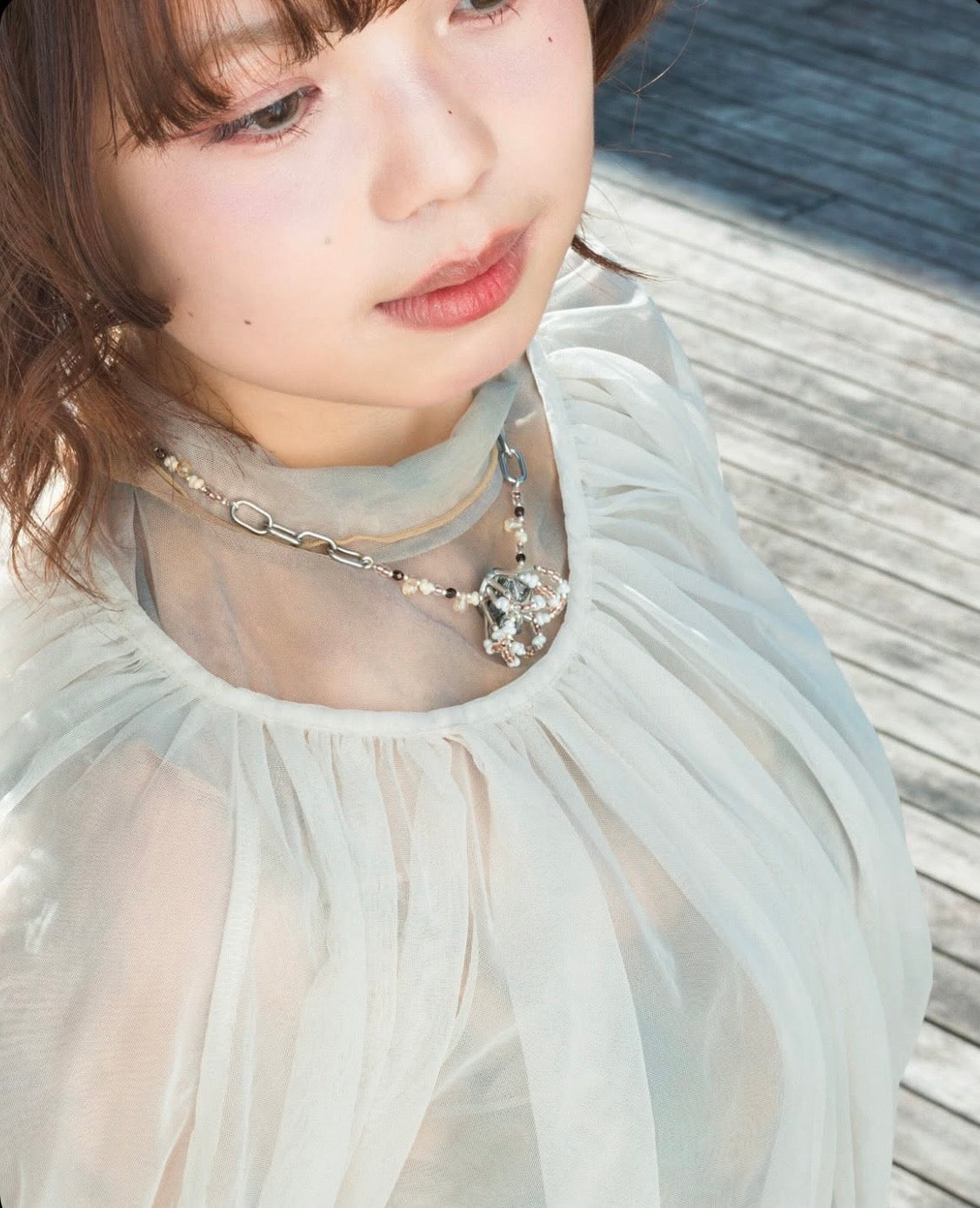 Flower-in-Flower Necklace (Brown)